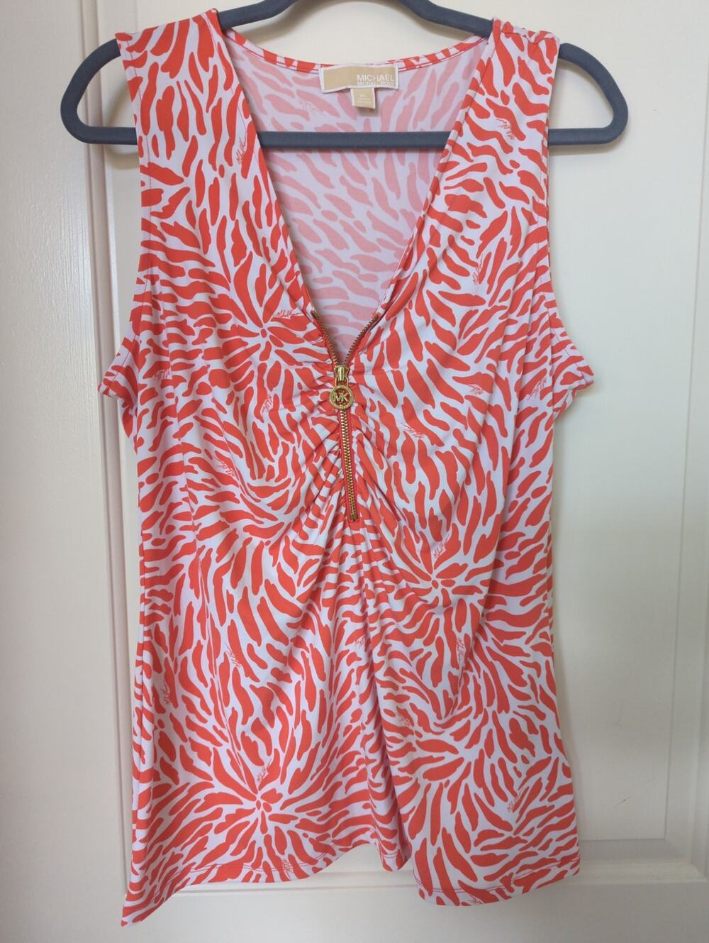 Michael Kors Orange Monogram Animal Print Tank Sz. XL